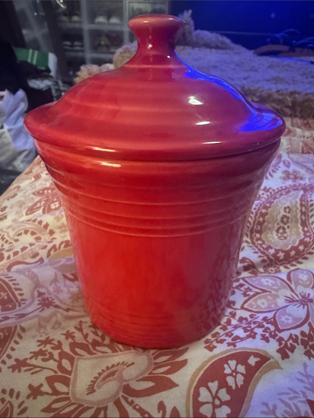 Fiestaware Red Ceramic Lidded Canister Preowned